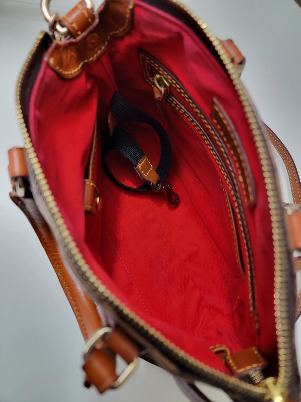 Dooney & Bourke Denison Mini Janine Satchel Brown Croc Embossed Leather Bag - Picture 6 of 9